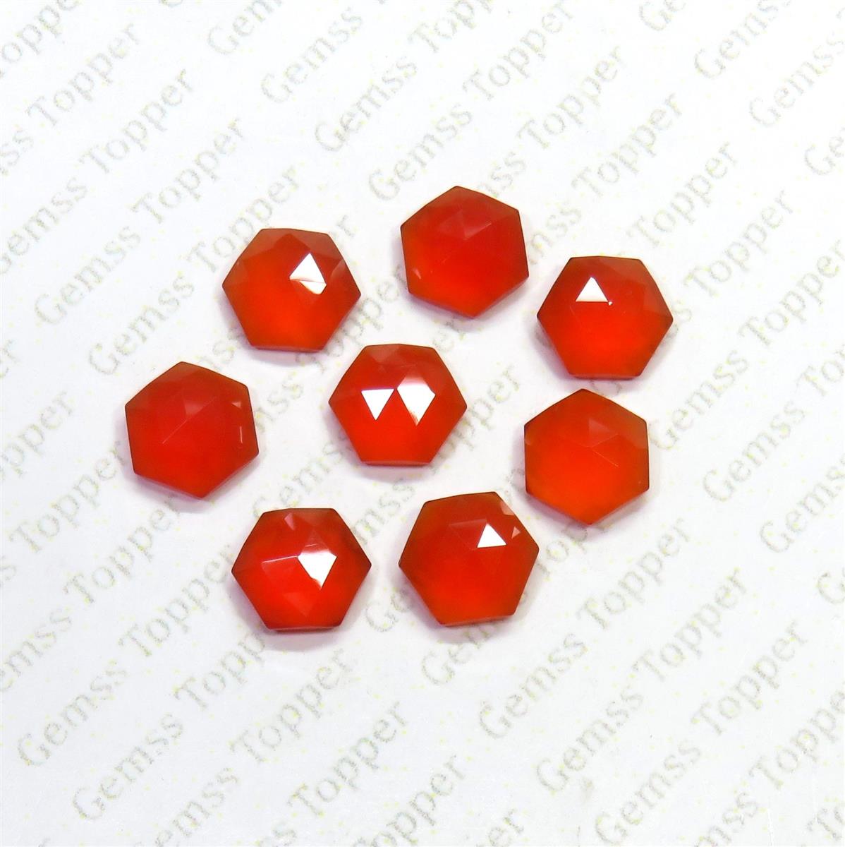 Carnelian 10x10 mm Hexagon Rose Cut